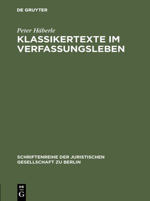 cover image of Klassikertexte im Verfassungsleben